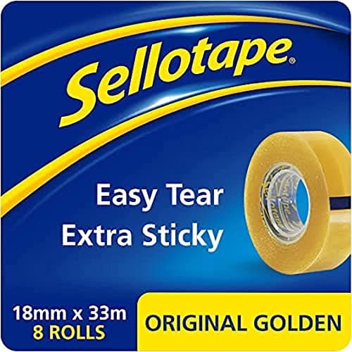 Image of Sellotape Original Golden Tape Roll Non-static Easy-tear Small 18mmx33m Ref 1443251 [Pack of 8]