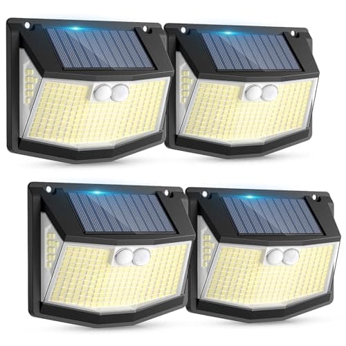 Image of Solar Lights Outdoor Garden 248 LED Solar Security Light 3 Motion Sensor Modes and 270 Wide Angle Lighting IP65 Waterproof Outside Solar Powered Wall Lights for Fence Front Door Yard Garage 4 Pack