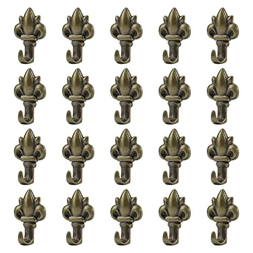 Image of INCREWAY Push Pin Hangers, 20Pcs Bronze Flower Shaped Push Hook Vintage Picture Hanging Pin Hooks Small Wall Hooks with Nail for Hanging (Flower Shaped)