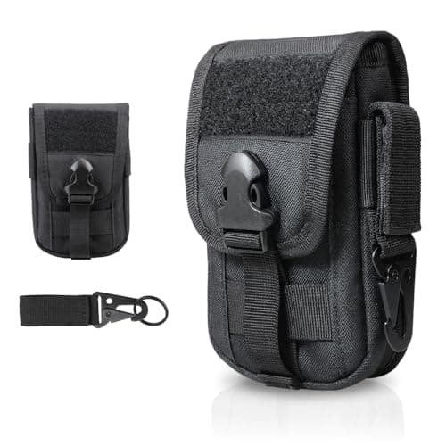 Image of WYNEX Tactical Phone Pouch Molle, Smartphone Holster Bag EDC Utility Cellphone Lock Card Holder Organizer Fit for Waist Belt Case Include Tactical Gear Clip