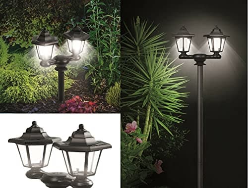 Image of Ideaworks 3-in-1 Solar Lamp Post Light, Plastic, Black