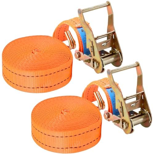 Image of 8M x 40mm Ratchet Straps Heavy Duty Tie Down Straps with Hooks 2000KG Break Strength Lashing Ratchet Strap for Cargo, Trucks, Motorcycle, Trailer, Set of 2