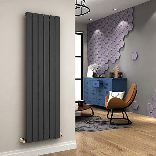Image of ELEGANT 1600 x 452 mm Anthracite Vertical Column Radiator Single Flat Panel Designer Bathroom Radiator