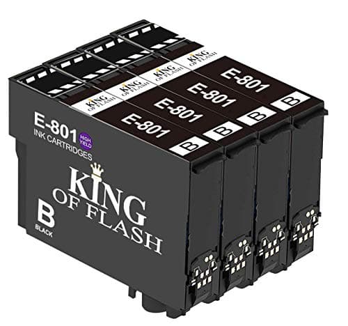 Image of KING OF FLASH Compatible Printer Ink Cartridges For Epson T0807 - Epson Stylus RX560, RX585, RX685, R265, R285, R360, PX650, PX50, PX700W, PX710W, PX800FW, PX810FW, P50 Printers (4 Black)