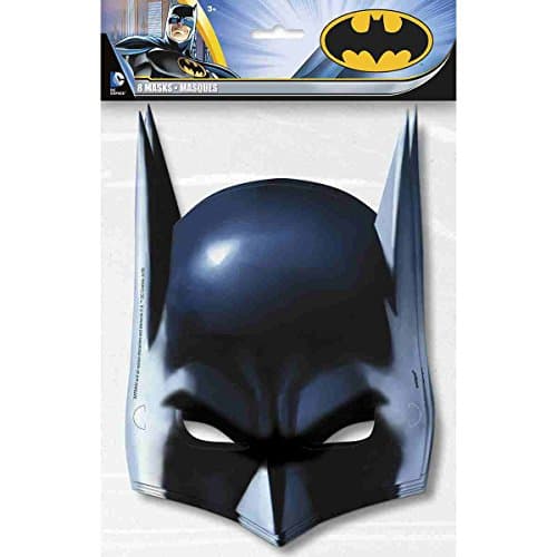 Image of Batman Party paper Half Masks - Pack of 8 - Black Superhero Theme, Perfect for Kids' Birthdays and Events