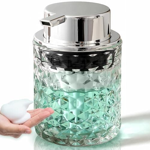Image of MALACHI Foaming Hand Soap Dispenser, Bathroom Soap Dispenser or Lotion Dispenser for Kitchen,Refillable Glass Soap Dispenser with Large Pump