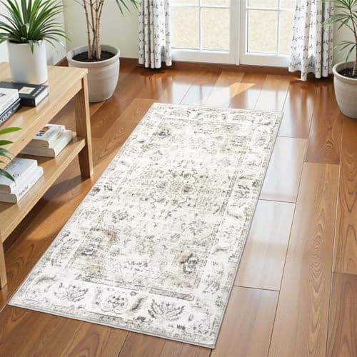 Image of Homcomodar Small Rugs for Bedroom 60x120cm Washable Boho Bedroom Rug Beige Bedside Rug Non Slip Carpet Runners for Hallways Kitchen Entrance Laundry Living Room