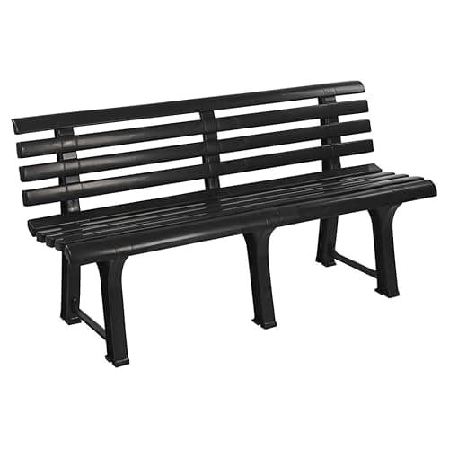 Image of URBNLIVING 3-Seater Plastic Garden Bench, Durable Outdoor Patio & Deck Furniture, Stylish & Comfortable Seating for Garden, Balcony, or Picnic Areas, Weather-Resistant, Easy Assembly