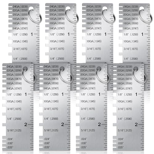 Image of Weewooday 8 Pcs Gauge Metal Sheet Thickness Gauge Metal Gauge Tool Stainless Steel Thickness Gauge One Sided Material Wire Thickness Gauge Plated Size Inspection Tool
