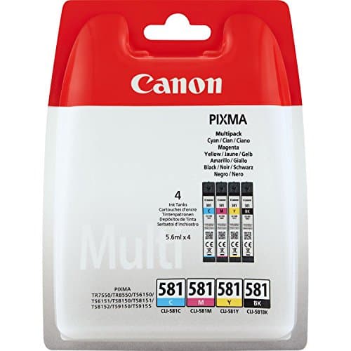 Image of Canon CLI-581 C M Y BK Pack of 4 cartridges (Black Cyan Magenta Yellow) Genuine Canon (Plastic Pack)