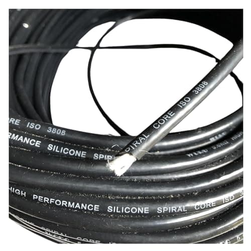Image of ACC Parts HT Ignition Lead Cable 7mm 1 Metre Black Spiral Core Silicone Superior Spark Suppression High Performance Ignition Wire for Cars & Motorbikes