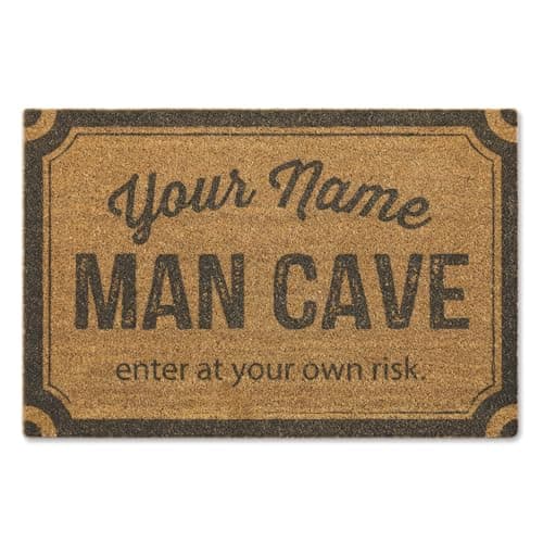 Image of A1 Graphics Ltd Custom Man Cave Brush Doormat Printed Door Mat Personalised Welcome Mat Funny Man Cave Doormat Dad Gift Entrance Mat