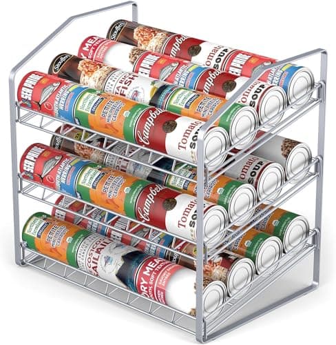 Image of AFAjwsc 3-Tier Can Rack Holder, Can Orgaziner, Kitchen Food Storage Rack Organizer, Can Storage Dispenser Rack for Pantry, Counter-Top, Cabinet, Sliver