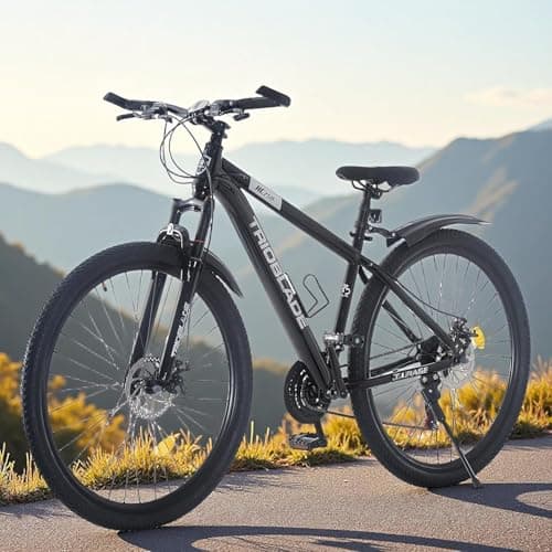 Image of BSTSEL 24/26/27.5/29 Inch Mountain Bike with Front Suspension Fork Mountain Bicycle 21 Speeds with Dual Disc-Brake Suitable for Over 18 Years (24 Inch Black)