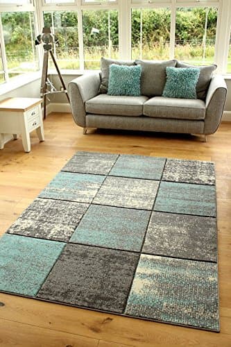 Image of Vienna Modern Small Extra Large Duck Egg Light Blue Silver Marble Quality Thick Floor Long Carpet Runner Rugs (160x230cm)