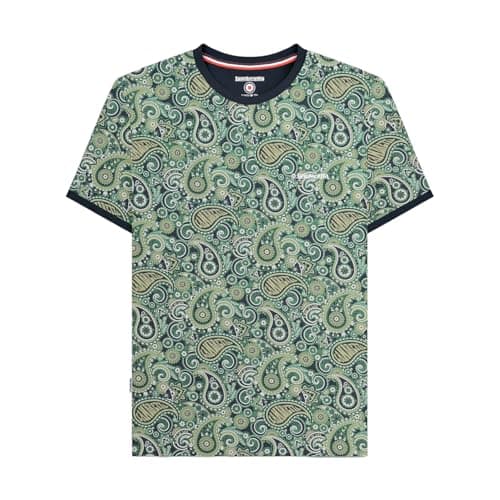 Image of Lambretta Mens Paisley Brand Short Sleeve T-Shirt - Navy/Grey - L