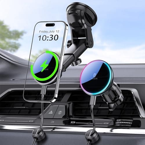 Image of MOKPR for Magsafe Car Mount Charger, 15W Magnetic Wireless Car Charger for MagSafe Car Mount Dashboard Windshield Air Vent Fits iPhone 17/16/15/14/13/12&Magsafe Case (Black)