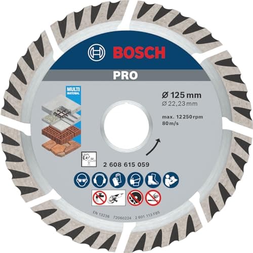 Image of Bosch PRO Multi-Material Long Life Diamond Cutting Disc 125 mm (Bore 22.23 mm, for Concrete and Reinforced Concrete, Professional Accessory for Angle Grinders)