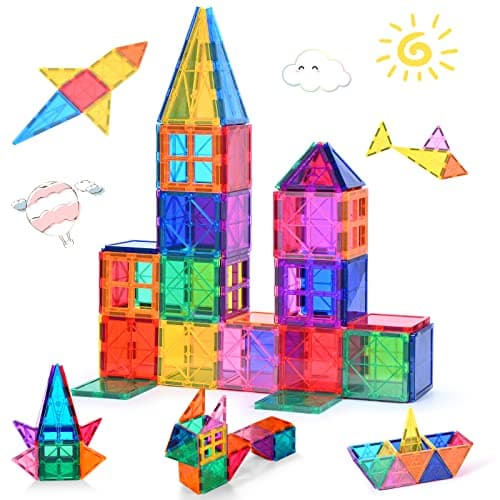 Image of voltenick Magnetic Building Blocks Tiles 42PCS 3D Stronger Magnetic Construction Toys for Kids STEM Creativity Educational Toys Gifts for 3+ Year Olds (42 PCS)