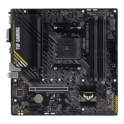 Image of ASUS AMD A520 (Ryzen AM4) micro ATX gaming motherboard with M.2 support, DisplayPort, HDMI, D-Sub, USB 3.2 Gen 1 ports, SATA 6 Gbps, and AURA Addressable Gen 2 headers