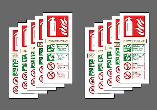 Image of Foam Spray Fire Extinguisher ID Safety sign 200mm x 80mm (Pack of 10 signs) - Self adhesive stickers