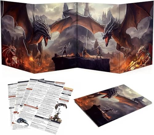 Image of Haxtec DND DM Screen, Master Screen with Inserts Compatible with Dungeons and Dragons Board Game Masters, TTRPG Accessories DND Gifts for DM Dungeons Masters, DND Starter Set