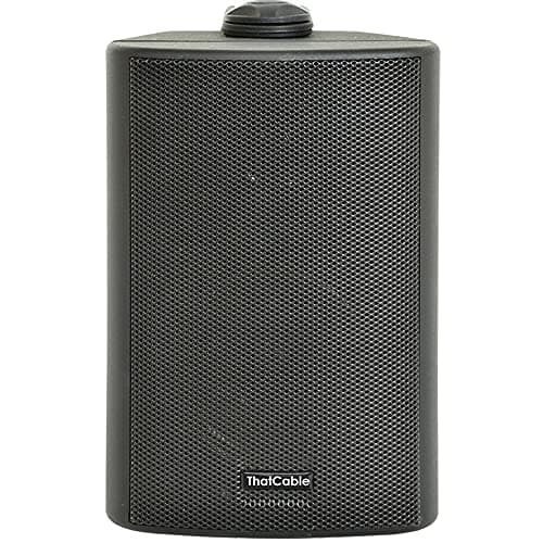 Image of 4” 70W Black Outdoor Rated Speakers *Wall Mounting HiFi Brackets Included* 8Ohm & 100V Perfect for Outside Garden Parties - Rain & Weatherproof IP54 Passive Cabinet - Loops