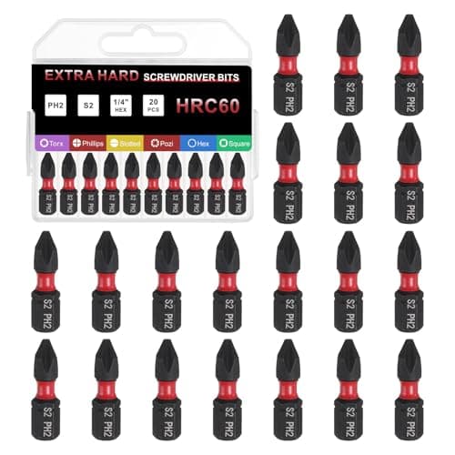Image of sourcing map 20pcs PH2 Phillips Screwdriver Bit 1/4" Hex Shank 25mm/1" Length Magnetic Cross Head Hex Bits S2 Steel Screw Driver Bit for Impact Electric Screw Driver Power Tools