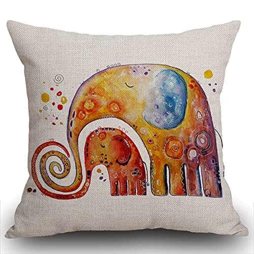 Image of Smooffly Elephant Cushion Cover,Watercolor Elephant Throw Pillow Case Home Decorative for Men/Women Living Room Bedroom Sofa Chair 18X18 Inch Pillowcase 45X45cm