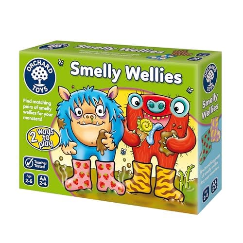 Image of Orchard Toys Smelly Wellies Matching Game - Kids Educational Matching Pairs & Memory Card Game for 2 Year Old and Up - Toddler Toys and Board Games for Boys and Girls Ages 2 to 6-2 to 4 Players