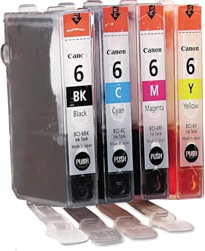 Image of Original Quad pack Canon BCI-6 BCI6 Cyan Magenta Black Yellow ink cartridge tank (Pixma Pixus Bubblejet Photo & MFP printer) Bci6M bci6Y bci6K bci6C (Bci-6M bci-6Y bci-6K bci-6C) - in foil packaging