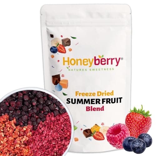 Image of Freeze Dried Fruit Blend - Summer Fruit Mix 100g - Raspberry Pieces, Strawberry Pieces and Whole Blueberries
