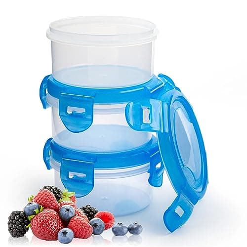 Image of LORD C Food Storage Mini around Containers Small Airtight Plastic Clip Lock Tubs BPA Free Takeaway With Lids Round Bowls With Leak Proof Locking Lid Reusable Freezer Pots Kitchen 100ml (3)