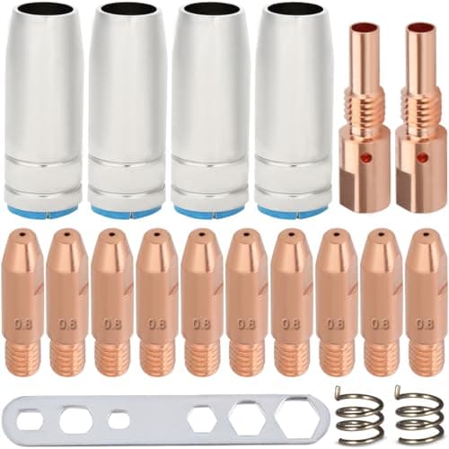 Image of EATBALE Welding Contact Tips, MB25 Nozzles Contact Tips Holders Welding Parts Accessories 0.8mm M6 Tips, Shield Cup Consumable for MB25 25AK MIG MAG Torch Gun Welding Machine (19Pcs)