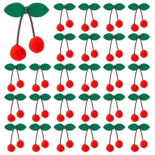 Image of SUPERFINDINGS 30Pcs Cherry Party Decor Cherry Felt Balls DIY Fruit Hanging Ornaments Cute Wool Pompom Fruit Decorations for Christmas Birthday Wedding Fireplace Decor