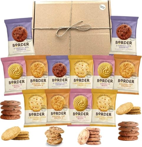 Image of Border Biscuits Big Box Luxury British Hamper bundle 12 Twin packs (24 Single) Individually wrapped 4 Varieties Viennese Chocolate Golden Oat & Butterscotch perfect gifting for all occasions