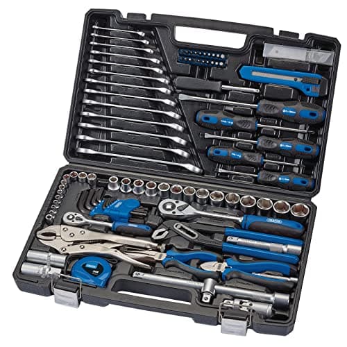 Image of Draper 100 -Piece Tool Kit | Chrome Vanadium Steel Hand Tools | 1/2 Inch and 1/4 Inch Square Drive Ratchets & Sockets | Pliers | Screwdrivers & Bits | Spanners | 08627