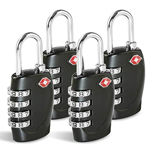 Image of CFMOUR TSA Suitcase Locks - 1, 2, 3, 4, 5, 6 Pack 4-Dial Security Travel Combination Padlock for Suitcases Luggage Case Bag Code Lock - Black (Pack of 4)