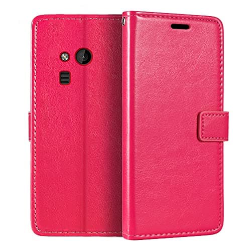 Image of PU Leather Phone Wallet Case Compatible with Microsoft Nokia 216, Magnetic Flip Cover with Card Slots, Full Protection and Stand Function