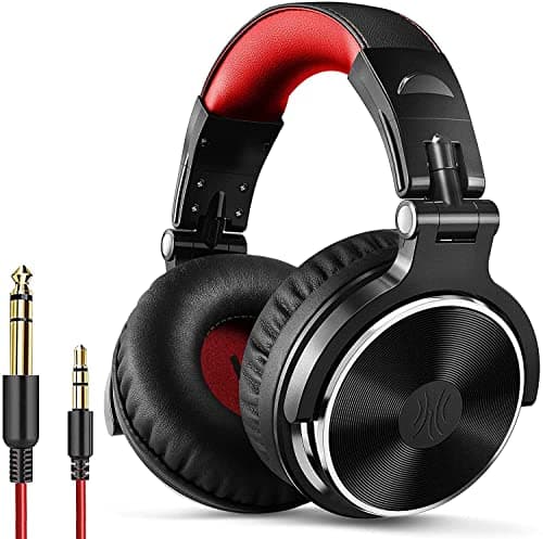 Image of OneOdio Wired Over Ear Headphones Hi-Fi Sound & Bass Boosted headphone with 50mm Neodymium Drivers and 1/4 to 3.5mm Audio Jack for Studio DJ AMP Recording Monitoring Phones Laptop (Red)
