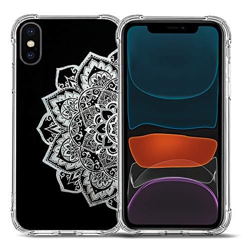 Image of Bcov iPhone XS Case,iPhone X Case, White Mandala Style Drop Protection Shockproof Case TPU Full Body Protective Scratch-Resistant Cover For iPhone XS X