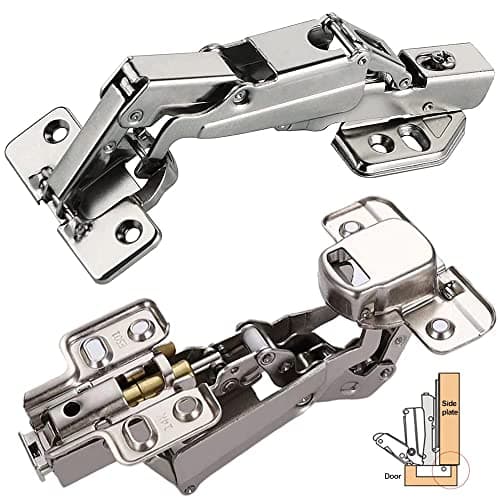 Image of 2 Pcs Kitchen Cabinet Door Hinges 165 Degree Kitchen Cupboard Hinges Soft Close Corner Kitchen Cabinet Hinges Folding Mute Cabinet Hinges (Straight Curved Full Cover)