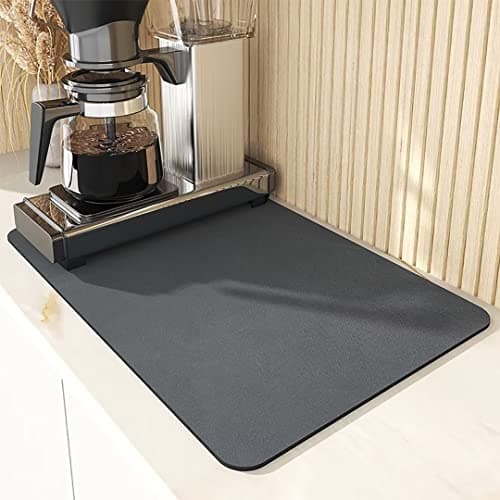 Image of Hovoto Draining Mat, Kitchen Super Absorbent Draining Mat, Super Absorbent Kitchen Counter Mat,Coffee Machine Mat, Quick Dry Dish Drainer Mat, Anti Slip Drainer Mat for Kitchen Counter, Gray, 40x60cm