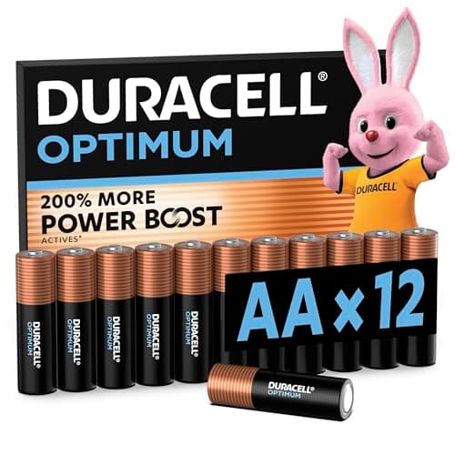 Image of DURACELL Optimum AA Batteries (12 Pack) – Alkaline Batteries 1.5V – 200% More Power Boost Actives – Meets Demands Of Modern Devices – 100% Recyclable, 0% Plastic Packaging – MX1500