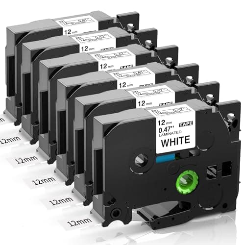 Image of 6 x Replace for Brother P Touch Tape 12mm 0.47 Laminated TZe-231 TZ231 Labeling Tape Cassette for Brother PT-H110 H101C 1000 PT-D210VP D220 Printer Tape, Black on White