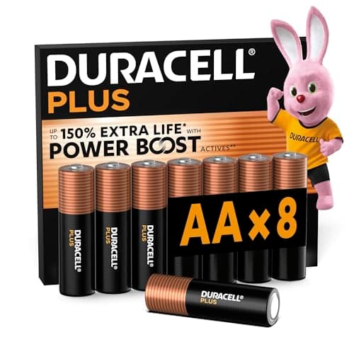 Image of DURACELL Plus AA Batteries (8 Pack) – Alkaline Batteries 1.5V – Up to 150% Extra Life with POWER BOOST Actives– Reliability For Everyday Devices – 0% Plastic Packaging – 10-Year Storage - MN1500