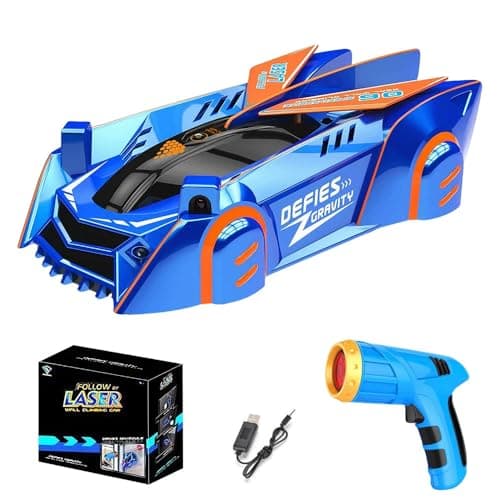 Image of Weciau Laser Remote Control Car, Wall Climbing Cars with LED Light, Zero Gravity Cars, Christmas Thanksgiving Birthday Stunt Car Gift for Kids Adults Teens Boys (Blue)