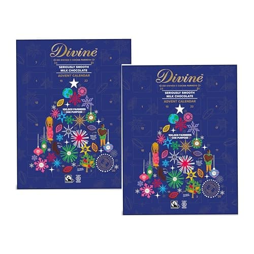 Image of 2x Divine Chocolate Milk Advent Calendar 2024 | 24 Days Of Chocolate Countdown Gift Set | Christmas Chocolate | Christmas Tree Decorations | Christmas Gifts | 85g