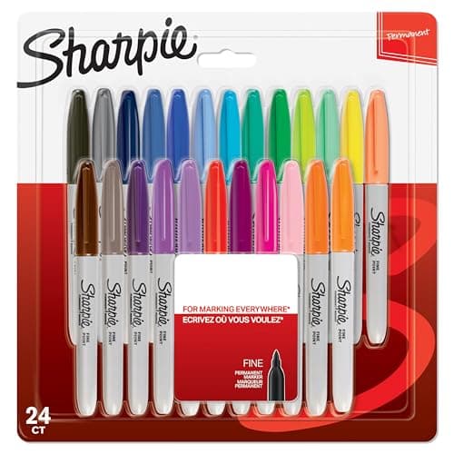 Image of Sharpie Permanent Markers | Fine Point | Assorted Colours | 24 Count