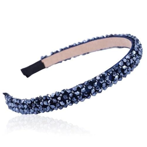 Image of Nymora Crystal Rhinestone Headbands for Women Girls, Fashion Sparkly Beaded Hair Hoop Fancy Dressy Headbands Hair Accessories Bling Padded Hairs Bands for Women Girls(Navy Blue)